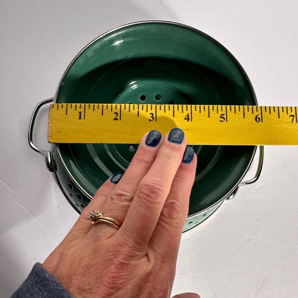 Hunter Green Enamel Colander Strainer Pedestal Footed Metal Retro Farmhouse 9" - Picture 12 of 12